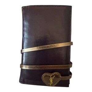 Yves Saint Laurent, YSL, Black and Gold Wallet with Gold Strap Closure